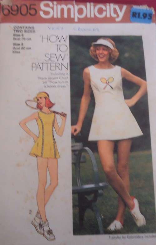 SIMPLICITY PATTERN 6905 TENNIS DRESS  SIZE 6 - 8 COMPLETE WITH TRANSFER
