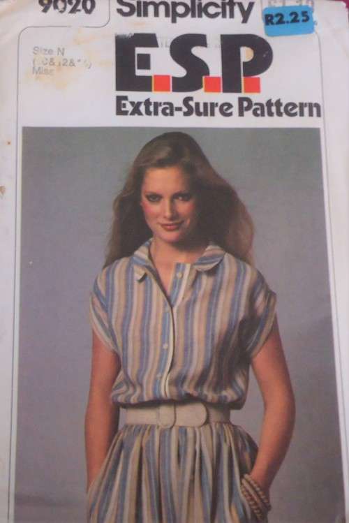 SIMPLICITY PATTERN 9020 ELASTICATED DRESS SIZE N = 10 = 12 + 14 COMPLETE & UNCUT