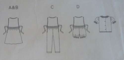 BUTTERICK PATTERN 3218 BABY'S ROMPER-JUMPER-OVERALLS-BLOUSE & APPLIQUE- SIZES S-M-L-XL COMPLETE