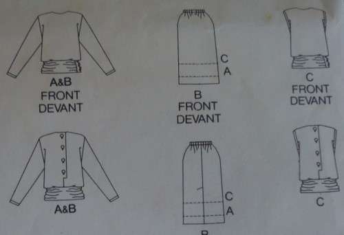 BUTTERICK 3220 LOOSE FITTING PULLOVER BLOUSON TOP+SKIRT SIZE 8-10-12 COMPLETE-UNCUT-F/FOLDED