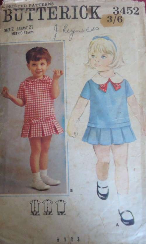 VINTAGE BUTTERICK PATTERN 3452 TODDLERS DRESS SIZE 2 BREAST 21" SEE LISTING