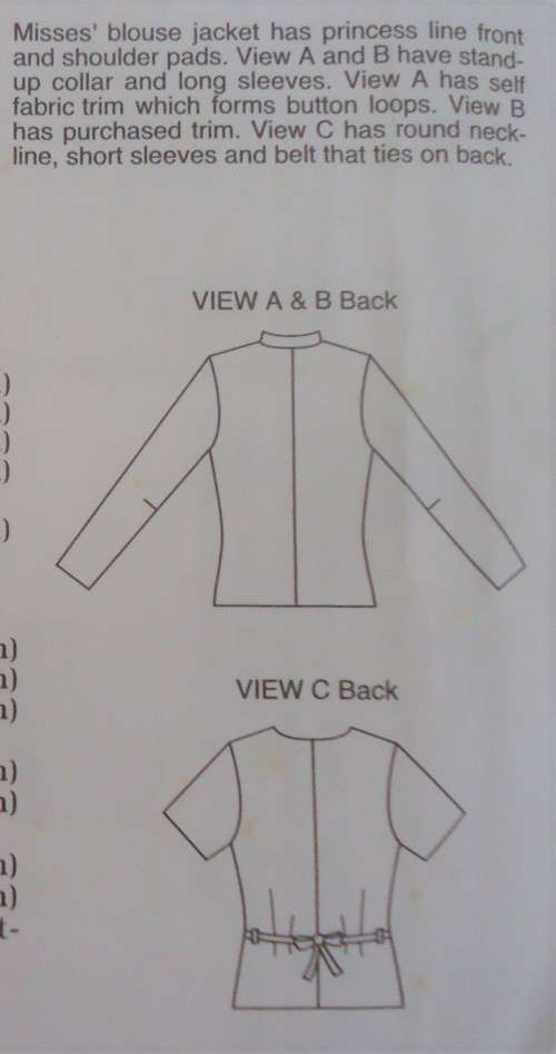 KWIK SEW PATTERNS 2454 BLOUSE-JACKET  SIZES X SMALL-SMALL-MEDIUM-LARGE-X LARGE - COMPLETE & UNCUT