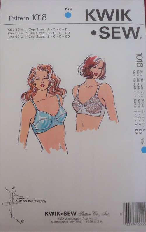 KWIK SEW PATTERNS 1018 BRAS  SIZES 36 A+B+C+D  38 B+C+D+DD  40 B + C + D + DD COMPLETE & UNCUT