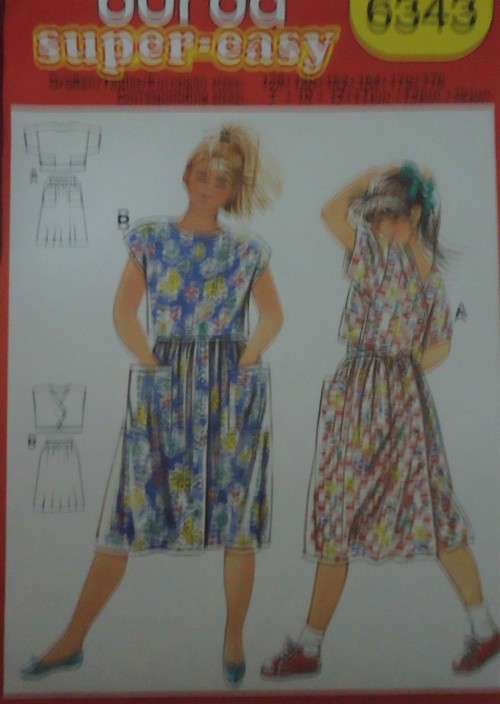 BURDA PATTERNS 6343  TOP & SKIRT GIRLS SIZES 7-10-12-11 JUNIOR-13 JUNIOR-15 JUNIOR-SEE LISTING