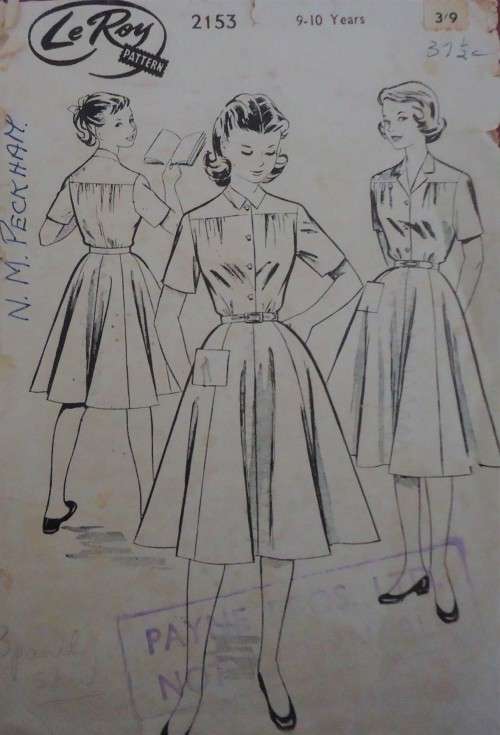 VINTAGE "LE ROY"  PATTERN 2153 GIRL'S DRESS SIZE 9 - 10  YEARS COMPLETE