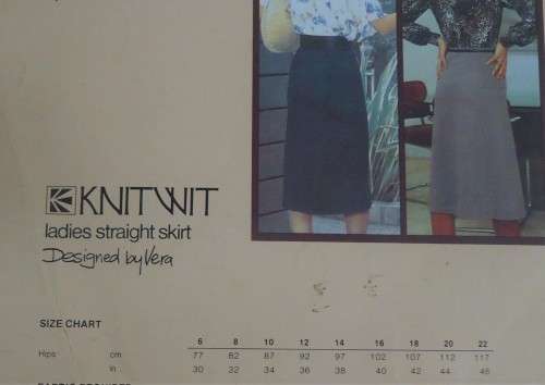 KNITWIT PATTERNS 4500 `LADIES STRAIGHT SKIRT` SIZES 6 - 22