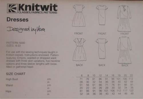 KNITWIT PATTERN 5000 LADIES DRESSES SIZES 6 - 22  COMPLETE
