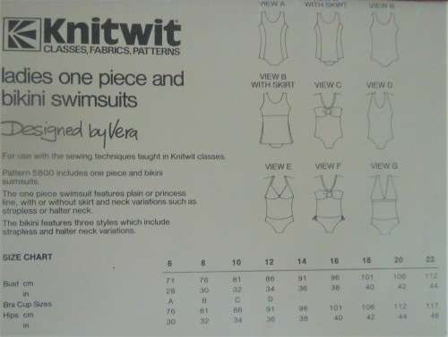 KNITWIT PATTERNS 5800 "LADIES ONE PIECE AND BIKINI SWIMSUITS" SIZES 6 - 22