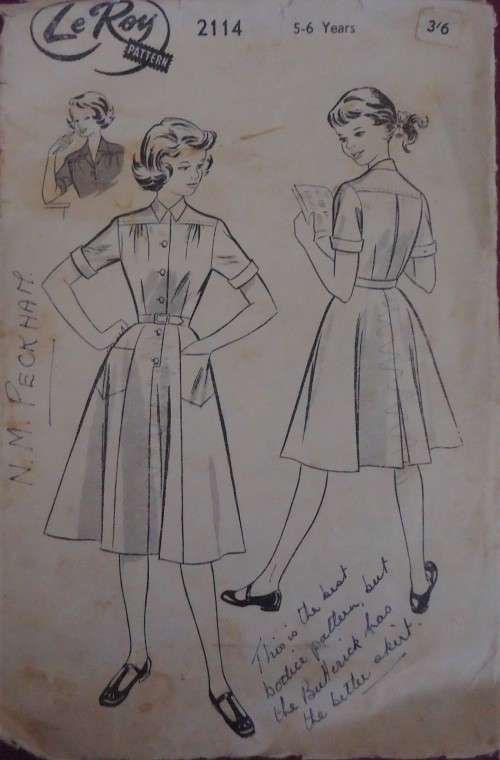 VINTAGE "LE ROY"  PATTERN 2114 GIRL'S DRESS SIZE 5 - 6 YEARS COMPLETE