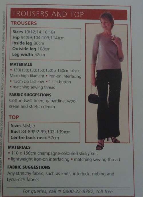 VALUE CLASSICS PATTERNS  TROUSERS AND TOP" SIZES 10, 12 14, 16, 18