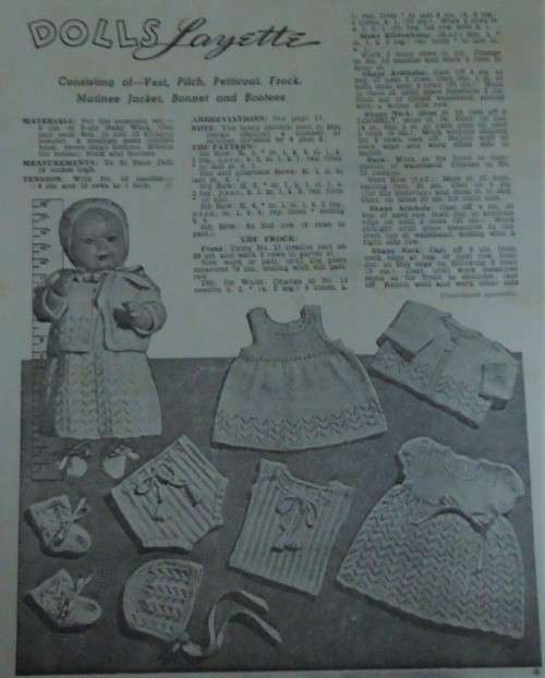DOLL`S LAYETTE- TO FIT BABY DOLL 18` - PHOTOCOPY