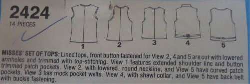 STYLE PATTERNS 2424 WAISTCOATS SIZE 10 BUST 83 CM COMPLETE