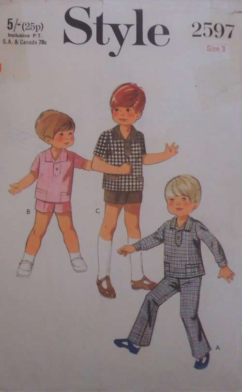 VINTAGE STYLE PATTERNS 2597 BOY'S SHIRT-SHORTS-PANTS  SIZE 3 YEARS-COMPLETE