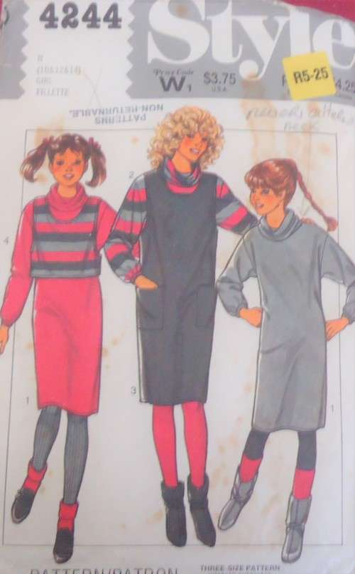 STYLE PATTERNS 4244 GIRLS PINAFORE DRESS  SIZE H = 7 + 8 + 10 YEARS COMPLETE