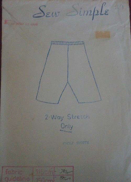 SEW SIMPLE PATTERNS # 29 CYCLE SHORTS - 34" OR 87 CM