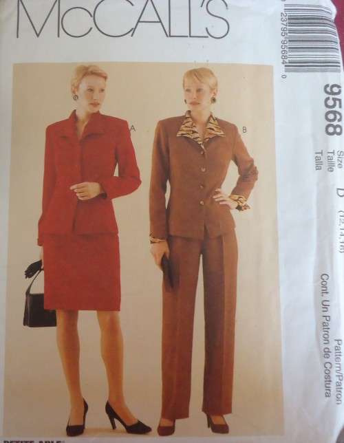 McCALL`S PATTERNS 9568  SUIT - JACKET-SKIRT-PANTS SIZE D  12 + 14 + 16 COMPLETE-UNCUT-F/FOLDED