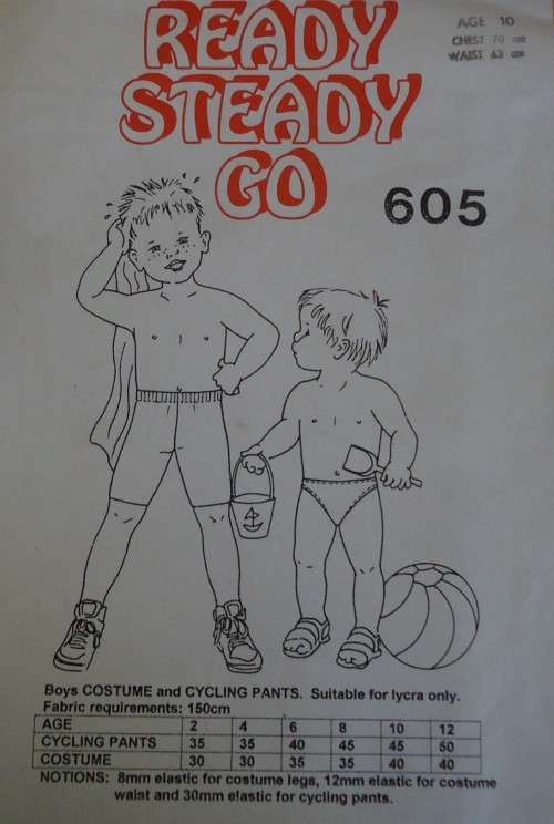 READY-STEADY-GO PATTERN-NUMBER 605 COSTUME & CYCLING PANTS- AGE 12 - COMPLETE