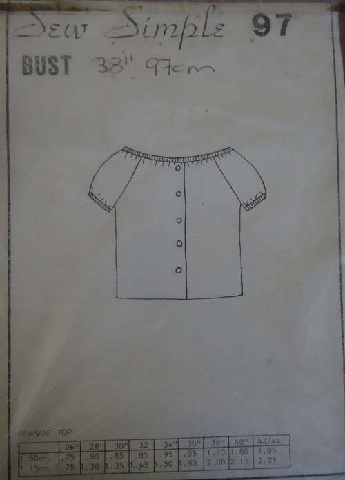 SEW SIMPLE PATTERNS # 97 - PLEASANT BLOUSE OR TOP - BUST 38"