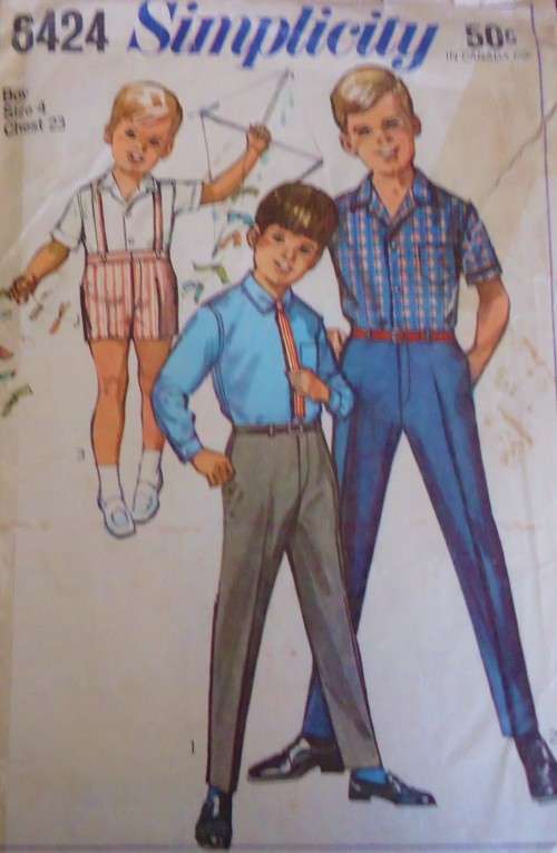VINTAGE SIMPLICITY PATTERNS 6424 BOYS SHIRT & PANTS SIZE 4 CHEST 23"  COMPLETE