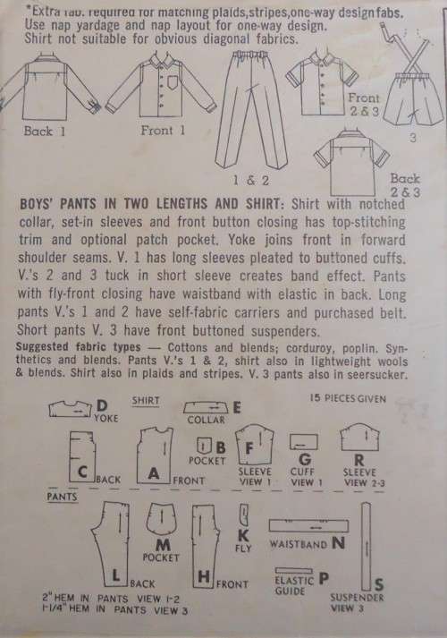 VINTAGE SIMPLICITY PATTERNS 6424 BOYS SHIRT & PANTS SIZE 4 CHEST 23"  COMPLETE