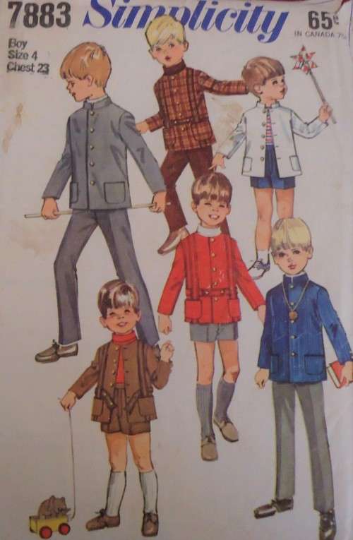 SIMPLICITY PATTERNS 7883  BOYS PANTS-SHORTS-JACKET SIZE 4 CHEST 23" COMPLETE