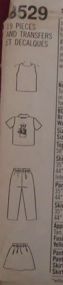 SIMPLICITY PATTERNS 8529  KIDS TOP-PANTS-SKIRT + TRANSFER SIZE 3 YEARS SEE LISTING