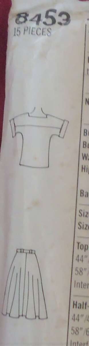 SIMPLICITY PATTERNS 8453 SKIRT & TOP  SIZE N  10 + 12 + 14 COMPLETE-MOSTLY UNCUT-ZIPLOC BAG