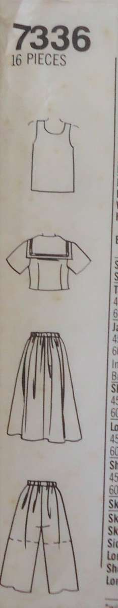 SIMPLICITY PATTERNS 7336 CULOTTES-SKIRT-TANK TOP-UNLINED JACKET SIZE H5 = 6 - 14 COMPLETE