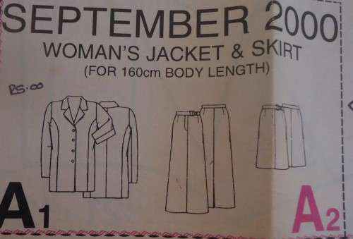 PATTERN  - SEPTEMBER 2000 "WOMAN'S JACKET & SKIRT (FOR BODY LENGTH 160 CM)" - PATTERN ONLY