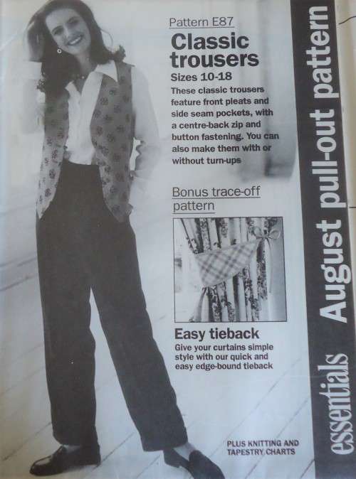 ESSENTIAL  PATTERNS E 87 `STYLISH TROUSERS` supplied in a plastic sleeve