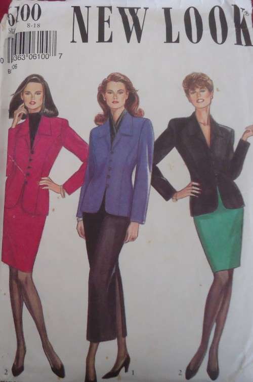 NEW LOOK PATTERNS 6100  SKIRT & JACKET SUIT SIZES 8 - 18 - COMPLETE-UNCUT-F/FOLDED