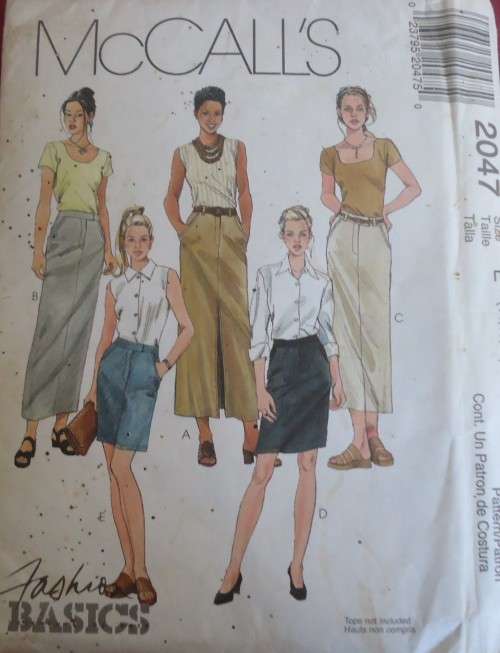McCALL'S PATTERN 2047 SET OF SKIRTS SIZES E = 14-16-18 COMPLETE & UNCUT
