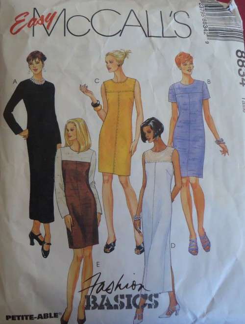 McCALL'S PATTERN 8834 SMART DRESS SIZES B=8-10-12 COMPLETE