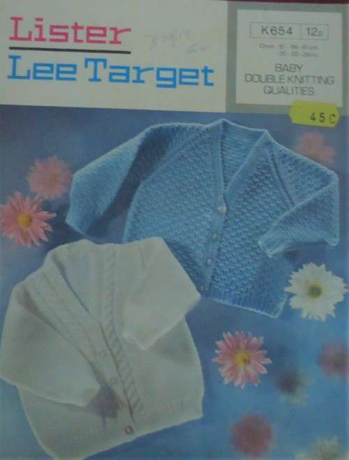 LISTER LEE TARGET # K 654  TWO BABY CARDIGANS TO FIT 51-56-61 CM OR 20-22-24 ` CHEST