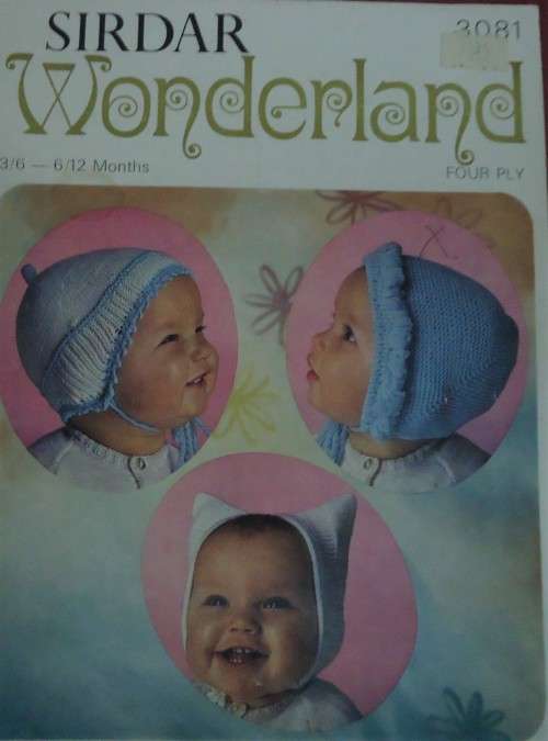SIDAR # 3081 BABY BONNETS & HELMET TO FIT 3/6 & 6/12 MONTHS