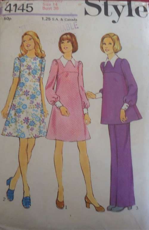VINTAGE STYLE PATTERNS 4145 MATERNITY  DRESS- OR TUNIC & PANTS SIZE 14 BUST 36" COMPLETE