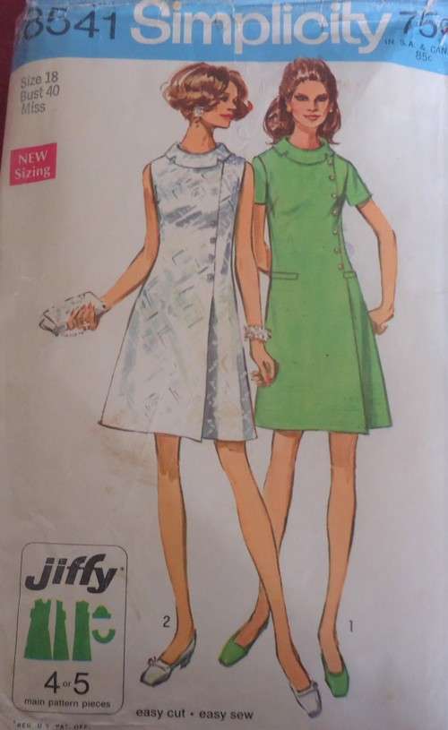 VINTAGE SIMPLICITY PATTERNS 8541 DRESS WITH COLLAR SIZE 18 BUST 40" SEE LISTING