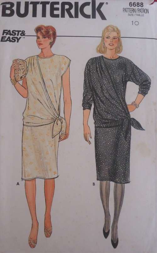 BUTTERICK PATTERN 6688 LOOSE FITTING STRAIGHT PULLOVER DRESS+OVER BODICE SIZE 10 COMPLETE