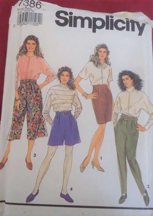 SIMPLICITY PATTERN 7386 CULOTTES-SLIM SKIRT-PANTS SIZE N5 = 10 - 18 COMPLETE