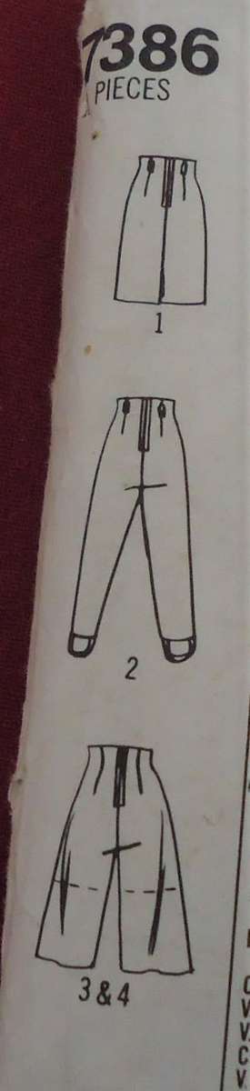 SIMPLICITY PATTERN 7386 CULOTTES-SLIM SKIRT-PANTS SIZE N5 = 10 - 18 COMPLETE