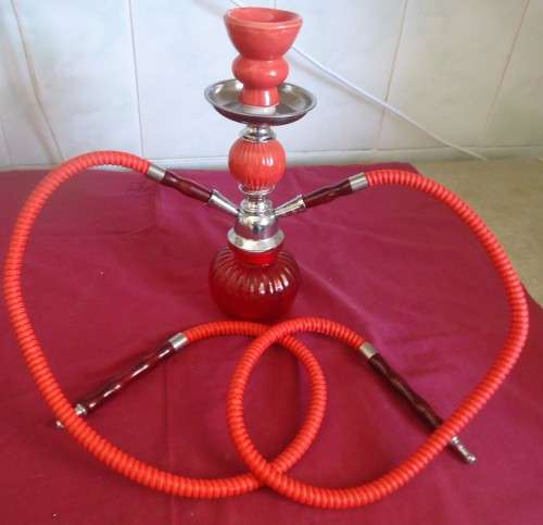 VINTAGE STYLE 31 CM RED COLOUR HUBBLY BUBBLY WITH 2 PIPES