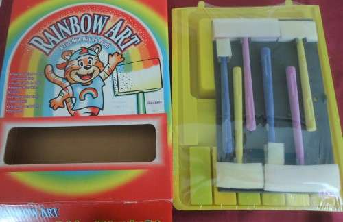 SEALED RAINBOW ART WATERCOLOR SET -6 COLOUR BLOCKS-2 LARGE+2 MEDIUM+2 SMALL BRUSHES -