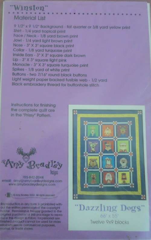 MAKE "WINSTON" DOG QUILT/PILLOW/WALL HANGING/TOTE BAG