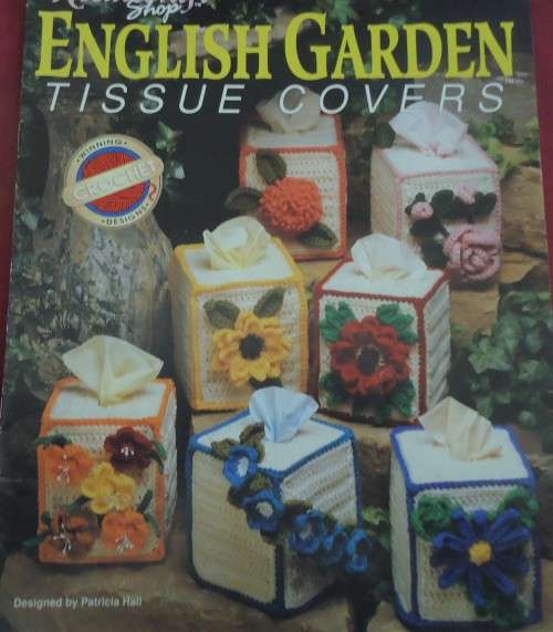 THE NEEDLESHOP #911305 "CROCHET ENGLISH GARDEN TISSUE COVERS"  12 PAGE LEAFLET