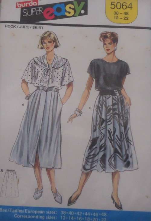 BURDA PATTERN 5064 SET OF SKIRTS SIZES LADIES 12 - 22 COMPLETE & UNCUT