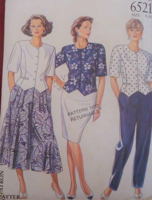 NEW LOOK PATTERNS 6521 TOP-PANTS-CULOTTES & SPLIT SKIRT  SIZE 8 - 20 COMPLETE