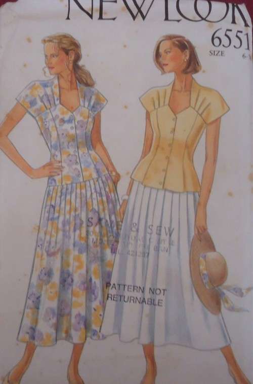 NEW LOOK PATTERNS 6551 SWEETHEART COLLAR 2 PIECE DRESS  SIZE 6 - 18 COMPLETE