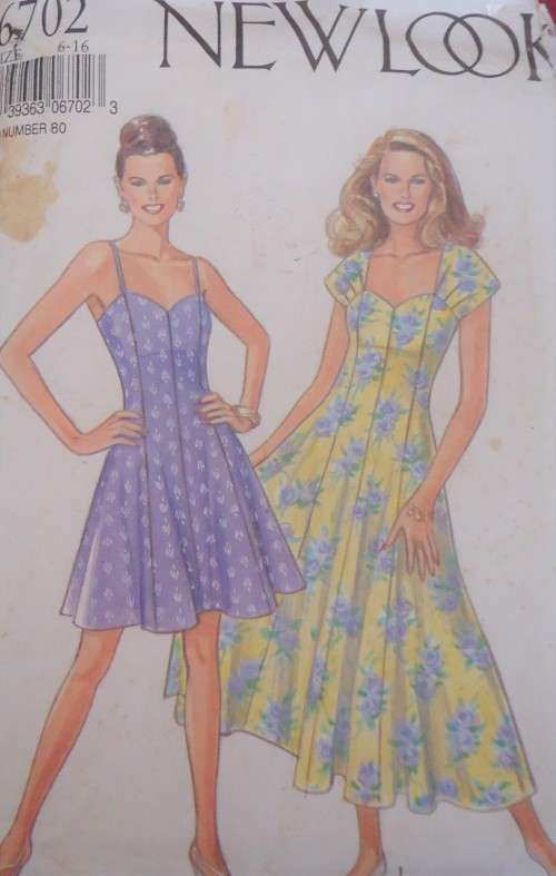 NEW LOOK PATTERNS 6702 PANELED SWEETHEART DRESSES SIZE 6 - 16 COMPLETE