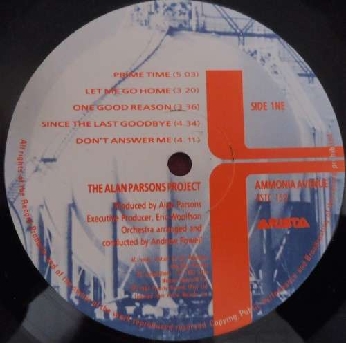 THE ALAN PARSONS PROJECT-AMMONIA AVENUE-1984 PRIORITY VINYL LP-ASTC 152 INNER SLEEVE