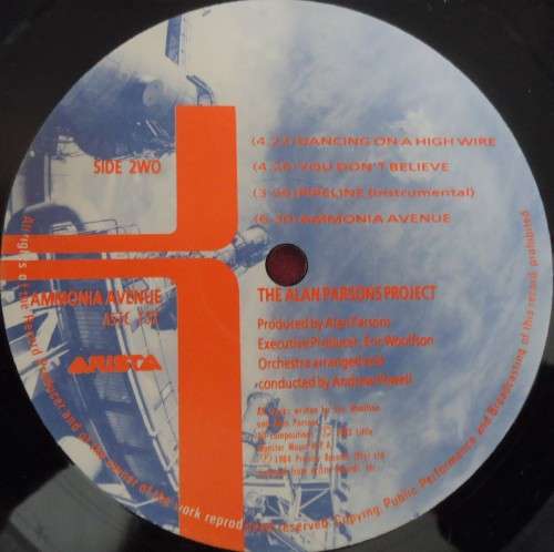 THE ALAN PARSONS PROJECT-AMMONIA AVENUE-1984 PRIORITY VINYL LP-ASTC 152 INNER SLEEVE